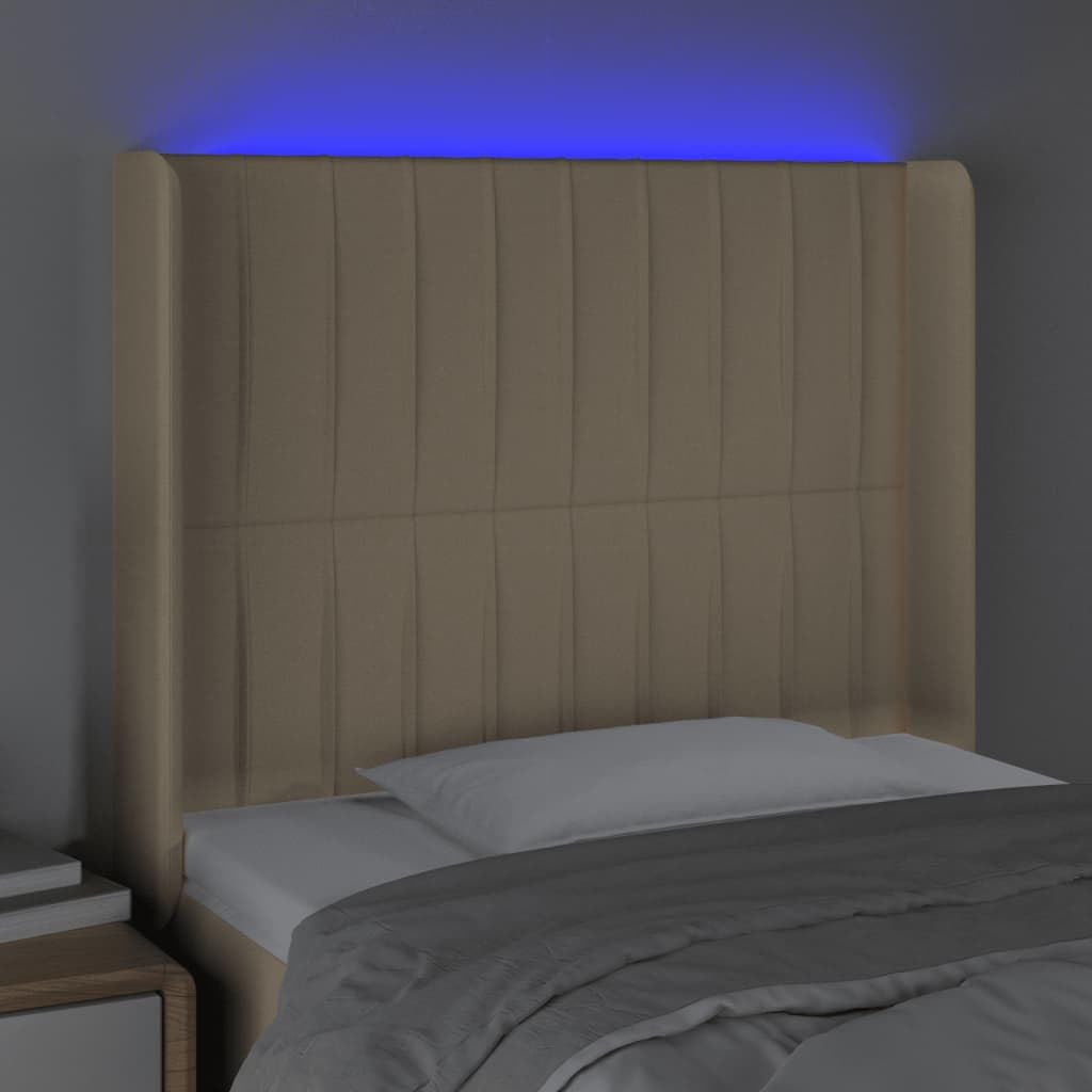 Generisch LED Kopfteil Creme 93x16x118/128 cm Stoff,Möbel,Betten & Zubehör,Kopf- & Fußenden,3124273