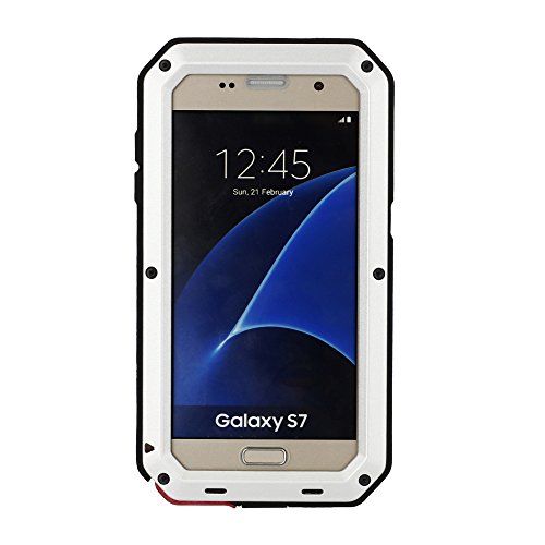 Samsung Galaxy S7 Aluminum Metal Case,[Military Heavy Duty] Extreme Water-Resistant Shock/Dust/Dirt/Snow Proof with Armoured Glass Protection Cover Case (Silver)