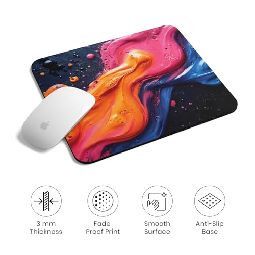 Image of Premium Non-Slip Mouse Pad | Smooth Surface for Optical & Laser Mouse | Durable Base Designs | Ideal for Office, Home & Gaming (Square Sunset Splash Swirl)