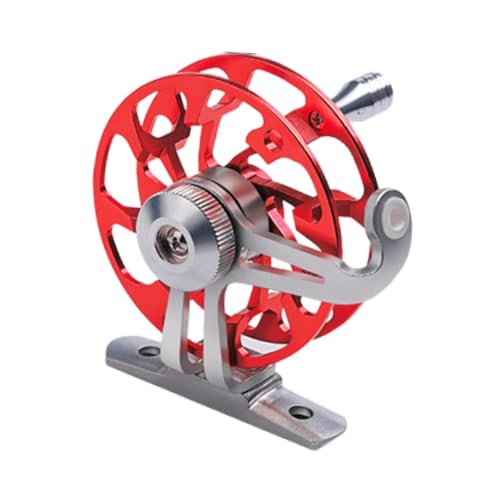 Menolana Ice Fishing Reel 65 mm for Freshwater Saltwater Labor Saving Multipurpose Portable Fishing Tackle Gear Full Metal Lightweight, Red