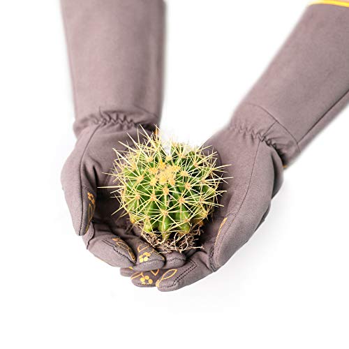 Cooljob Rose Pruning Garden Gloves For Women Thorn Proof, Heavy Duty Gardening Yard Gloves For Cactus And Ivy, Long Sleeve Puncture Proof For Forearm Elbow Protection, 1 Pair, Orange & Gray, Large #TOP4