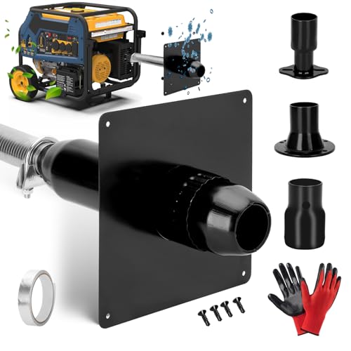 Generator Exhaust Extension Silencer Kit with Three Universal Adapters Compatible ALL Portable Generators with ALL-IN-ONE KIT Insulated Through-Wall Mounting Plate Safely Vent Exhaust Reduce Noise 55%