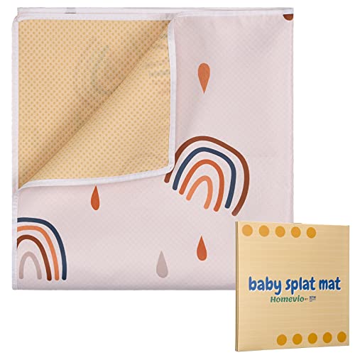 Image of Homevio - Splat Mat Waterproof Washable - 51" - Baby Splat Mat for Under High Chair - Waterproof mat - High Chair Mat - Baby Led Weaning - Splash Mat for Under High Chair - Reusable