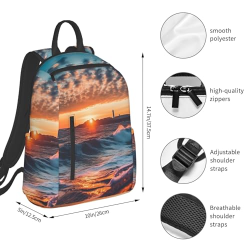 Casual Backpack for Women Men Ocean Sunset Lightweight Daypack Large Capacity Nurse Bag4