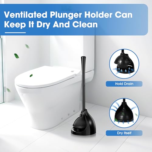Image of Reallnaive 4 Set Toilet Plunger with Holder Heavy Duty Bathroom Toilet Plunger and Holder Combo