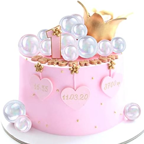 MEMOVAN Balls Cake Topper, 16pcs Colorful Bubble Pearl Balls Cake Cupcake Insert Topper Bubble Ball Cake Cupcake Decorations for DIY Birthday Party Baby Shower Wedding Anniversary Party Supplies