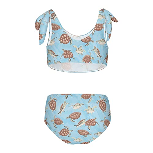 Image of Raccoon and Paw Print Pattern Girls Bikini Sets 2 Piece Swimsuits Bathing Suit Swimwear