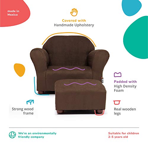KEET Roundy Child Size Chair with Microsuede Ottoman, Brown, Ages 2-5 years - Thumbnail 4