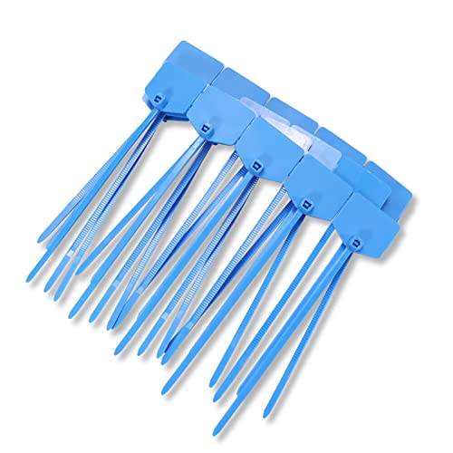 Image of Waterproof Shipping Tags - Self Locking Nylon Writable Marker Ties for Luggage Identification, Plastic Straps Label Mark, Seal Zip Tie for Labeling - 100pcs (Blue)
