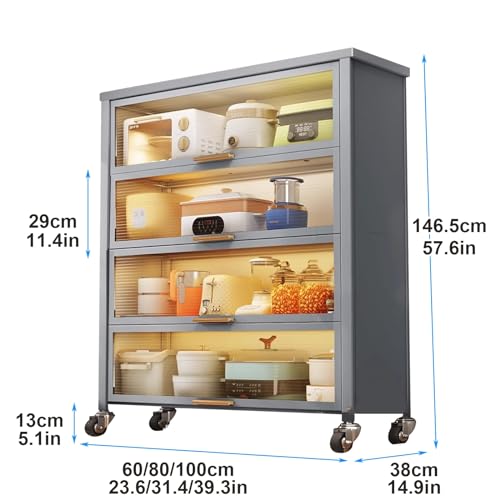 Grille de four à micro-ondes stable avec chariot de support et armoire fermée - 4