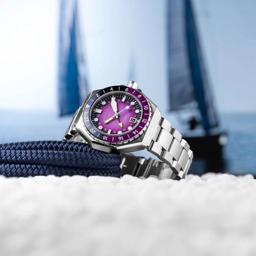 Image of Spinnaker Dumas Men's Automatic GMT Dive Watch - Seiko NH34 Movement, 44mm Stainless Steel Case, Water Resistant 300m, Stainless Steel Bracelet, SP-5119