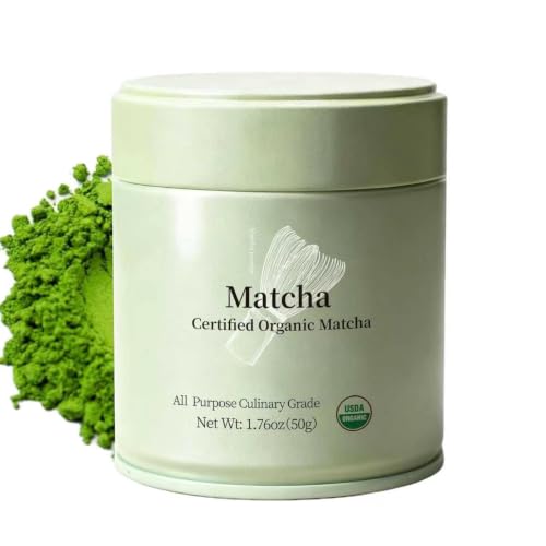 MatchAdmire Matcha Powder Premium First Harvest USDA Certified Organic Green Tea Matcha latte Rich Flavor 100% Vegan with No Fillers Radiation-Free (50g Culinary Grade Matcha)