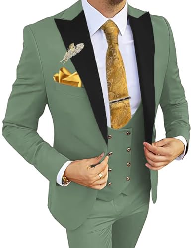 Tuxedo for Men Slim Fit One Button Tuxedo Blazer Vest Pants for Wedding Prom Dinner Party3