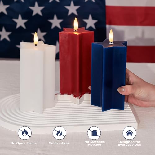 Image of 4th of July Flameless Candles with Remote, Red White and Blue LED Candles
