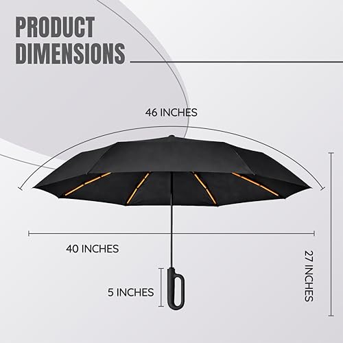 Image of Robustt Auto Open Clutch Umbrella with Carabiner Hook Handle, (Black)| Double Fibreglass Wind-Resistant Frame |for rain & Sun Protection| Lightweight & Compact