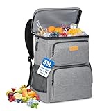 Kühlrucksack 36 Dosen 33L Kühltasche Groß Picknickrucksack 14h Kühlung Thermo Rucksack Auslaufsichere Tragbare Picknicktasche für Wandern Camping Picknick Grillen Einkaufen Familie Büro Auto