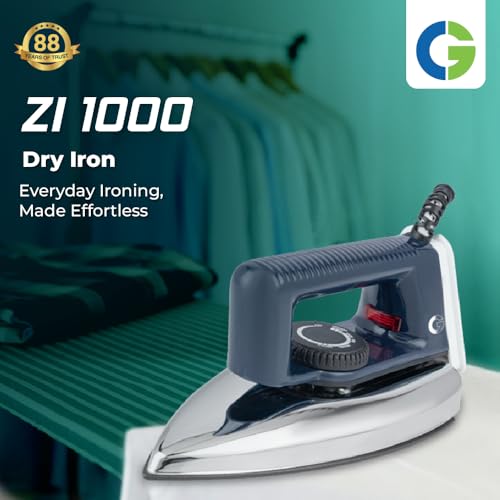 Image of CG -IRZI1000 Light Weight Dry Iron Press 1000 W with Anti-Bacterial Non-stick, German Coated Soleplate, 360 Degree Flexi Cord, BIS Certified 2 Yr Replacement Manufacturer Warranty