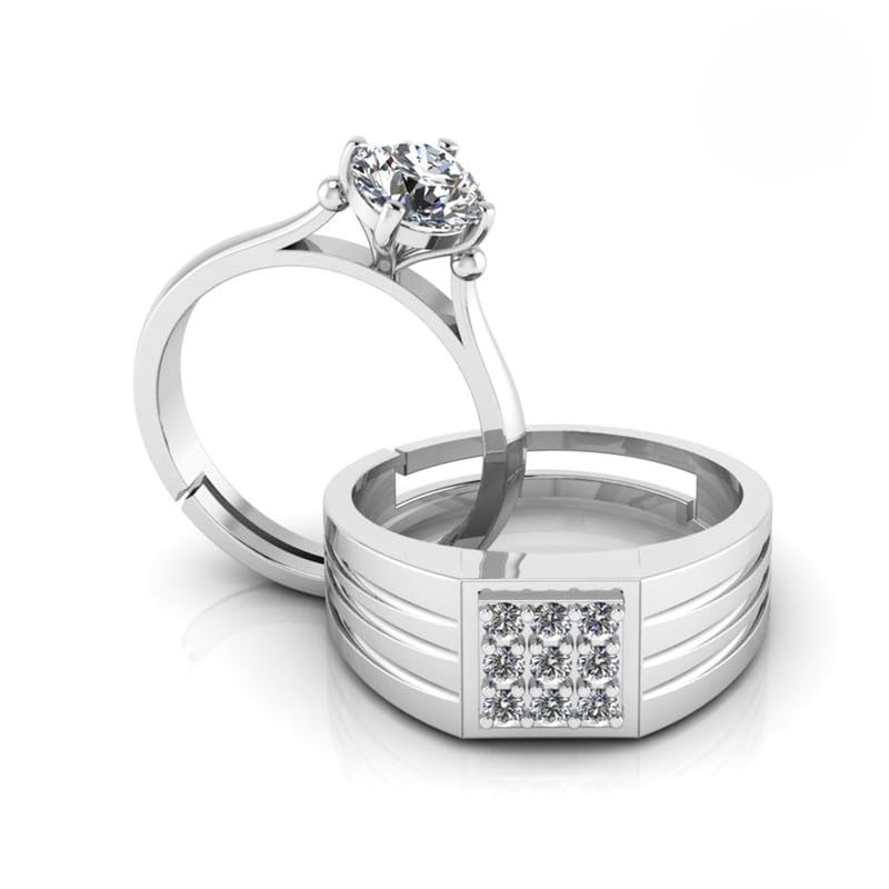 Miss Highness Pure 925 Silver Special Cluster Moissanite Couples Ring | Couple Gifts | Promise Rings for Men and Women | With Certificate of Authenticity and 925 Stamp | (B0D5DK5XWX) Amazon Price History, Amazon Price Tracker