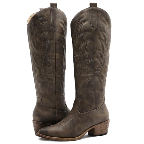 GLOBALWIN Women’s Brown Cowgirl Boots – Women’s western Boots Cowboy