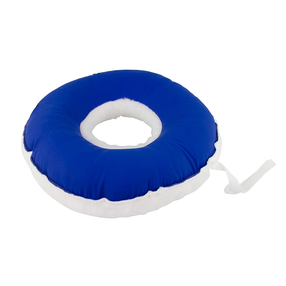 Mobiclinic®, Cojín Antiescaras, Redondo, con Agujero, 44 x 44 cm, Alivio Presión, Prevención de Úlceras por Presión, Funda Impermeable, Postural, Silla de Ruedas, Sofá, Blanco