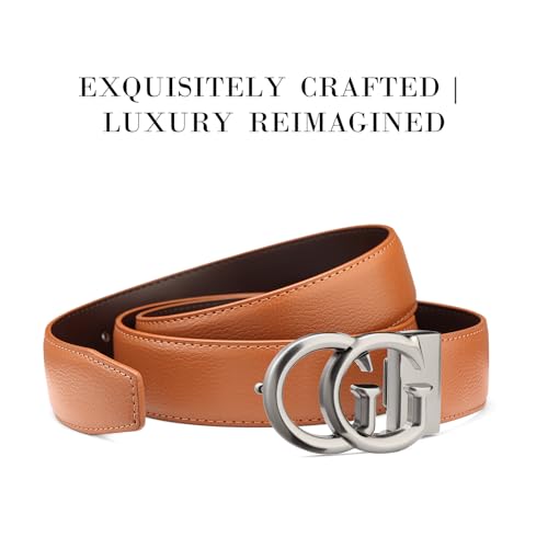 Image of Mens Microfiber Synthetic Leather Belt for Men - Adjustable Strap with Gold Buckle, Belt for Business & Casual
