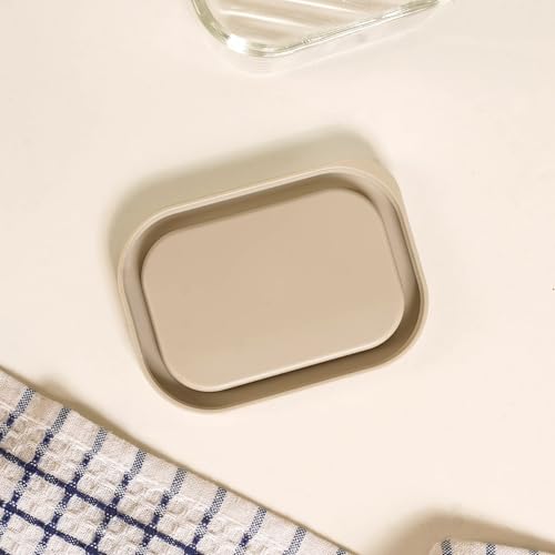 Image of Nestasia Small Replacement Lid for Groovo Glass Container (7.5cm x 10.6cm) - Durable & BPA-Free PE Lids for Fridge Storage Containers (Beige)