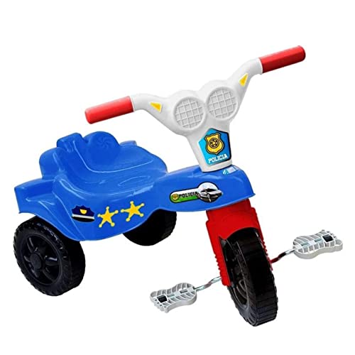 Triciclo Polícia Motoca Velotrol Infantil Pedal Kepler Azul