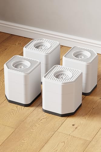 YUYUTORI 洗濯機 かさ上げ台 高さ調節・防音・防振ゴムマット 乾燥機・冷蔵庫用置き台 取り外し可能 家具に傷防止 積み重ね使用可能 滑り止めマット 床に傷防止 振動吸収 かさ上げ用 高さ45mm/75mm/105mm 4個入り 耐荷重約1000kg ホワイト