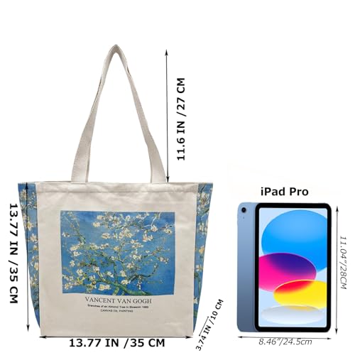 BROADREAM Jutebeutel Bedruckt Vintage, Jute Beutel, Einkaufstasche Bag, Canvas Tote Bag Aesthetic Vintage Taschen Groß Umhängetasche Stofftaschen für Damen Uni Arbeit