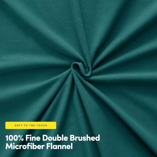 Image of Sweet Home Collection Flannel Sheet Set, Teal King, Deep Pocket Soft Brushed Microfiber All-Season Bedding with Fitted Sheet, Flat Sheet & Pillowcase(s)