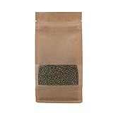 100PCS Brown Kraft Stand-Up Side Gusset Zip Top Lock Bags w/Window 10x20+6cm (3.9x7.8+2.3')