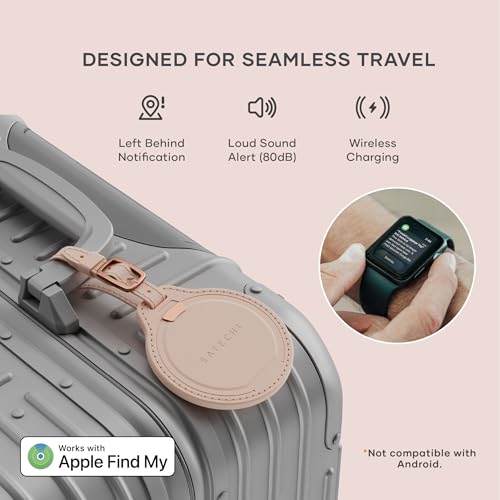 Image of Satechi FindAll Smart Luggage Tag with Find My, TSA-Friendly, Airport Tracking, Left-Behind Alerts, Loud Audible Chime, Wireless Rechargeable, Works with iPhone, iPad, Mac - Desert Rose
