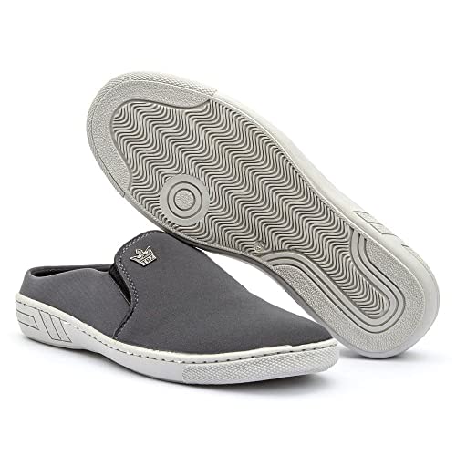 Mule Masculino Iate Babuche Chinelo Tenis Casual Calce Facil Com Sola Costurada 571-DB Cor:Cinza;Tam