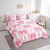 Feelyou Pink Bowknot Comforter Set with Sheets,Dreamy Princess Bowknot 7 Piece Bedding Set Twin Size,Girls Bedroom Room Decor,Cute Bow Girly Bed in a Bag,Kawaii Geometric Bow-tie Bed Set #1