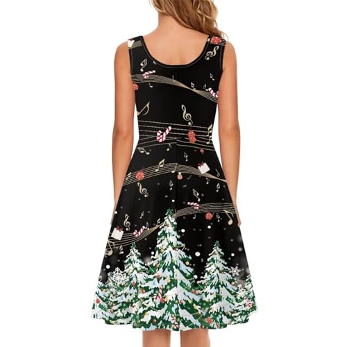 Image of Women Stylish Tank Dresses Sleeveless Round Neck Midi Casual Dress with Pocket for Summer