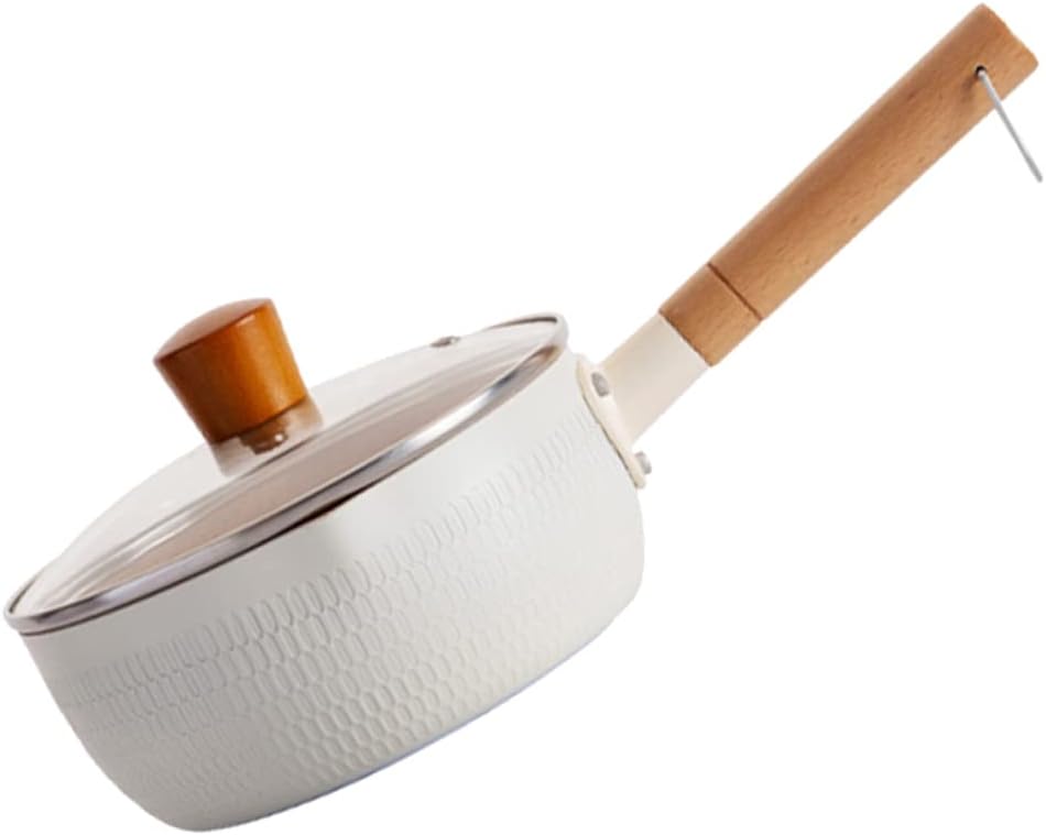 OUNONA 1set Non-stick Heating Pot Handle White Saucepan for Easy Cleaning and Leak Pouring for Everyday Cooking