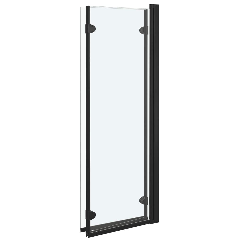 Składana kabina prysznicowa z 3 panelami ESG, 130 x 138 cm, czarne profile, regulowane drzwi prysznicowe do wejścia narożnego niszy, dla szybkiego dostępu, z akcesoriami montażowymi