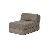 Loft 25 Jumbo Cord ausklappbare Einzel Futon Z-Bett Matratze Sofa | Sleepover Guest Wohnzimmer | Soft und bequemen Stuhl | leicht und langlebig | Qualität Cord Stoff Möbel (Stahl)