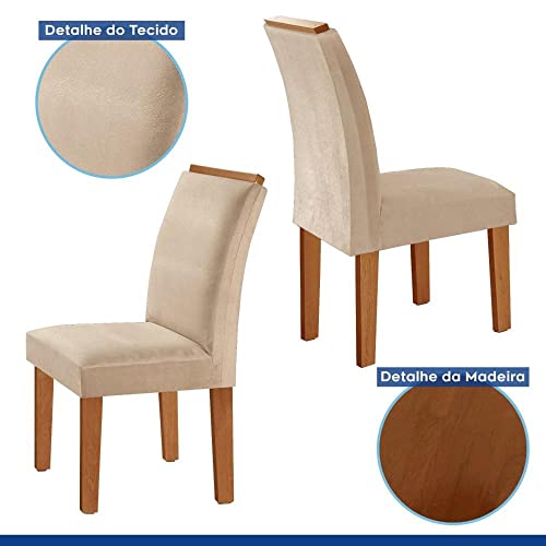Conjunto Sala de Jantar Mesa Tampo Dakota Plus Vidro 160x80cm com 6 Cadeiras Luisa Yescasa Cinamomo/