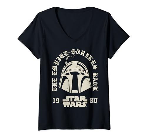 T-shirt Star Wars col en V pour femme avec motif de casque Old English