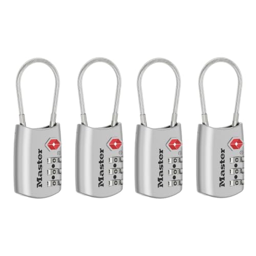 Image of Master Lock Set Your Own Combination TSA Approved Luggage Lock, Silver, 4 Pack, 4688SLVEC4