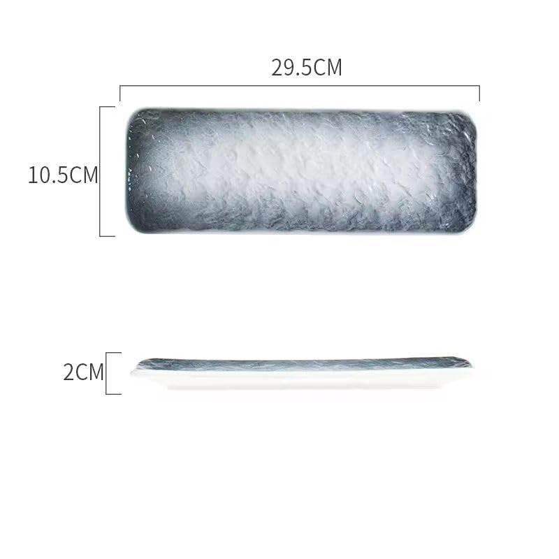 Image of Beyond Homes Ceramic Serving Tray Set of 3 | 12 Inch Rectangular Serving Plates | Premium Ceramic Platters for Sushi Dimsum Momos Snacks Starters & Appetizers | Microwave & Dishwasher Safe, Grey