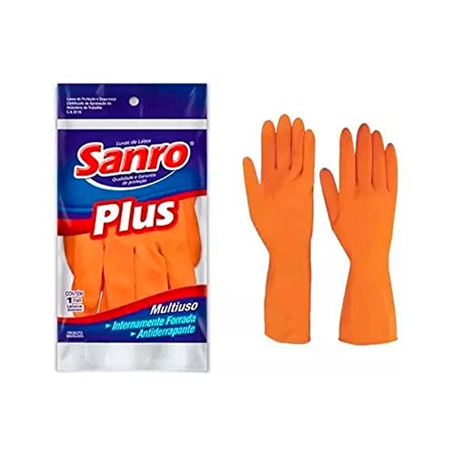 Luva Uso Geral Sanro Plus Laranja M, Sanro