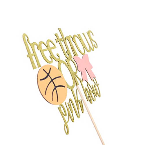Free Throws Or Pink Bows Cake Topper - Gender Reveal Decor For Basketball Or Pink Bows,He Or She /Boy Or Girl Cake Topper For Party Decorations, Unique Baby Shower Ideas #TOP5