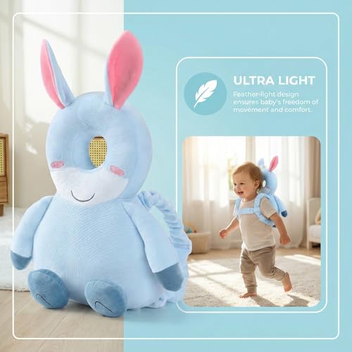 Image of Baby Head Protection Backpack - Soft Lightweight Fall Cushion for Toddlers During Crawling & Walking, Helps Ease Impact from Backward Tumbles(Donkey)