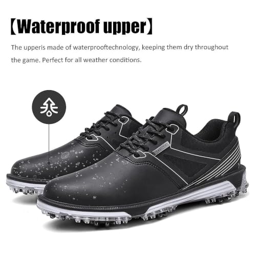 Image of ULTIANT Men's Golf Shoes Fixed Nailless Sole Waterproof Lightweight No-Slip Walking Shoes Size7.5-14