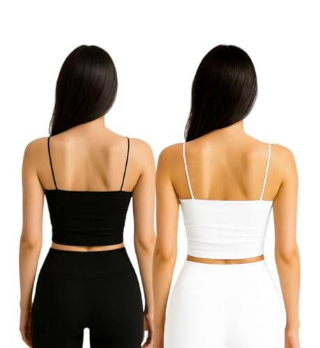 Image of Women's Seamless Long Crop Top Combo | Lightly Padded Smooth Stretchable Camisole Bra for Daily Comfort & Support | Pack of 2