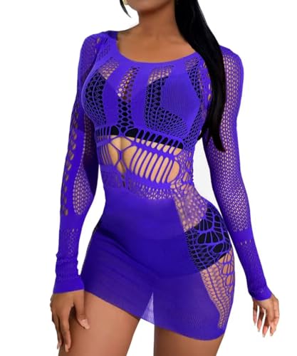 XIUSEMY Roupa interior de mulher sexy Babydoll Bodycon Vestido de Red Bodycon Body Teddy Chemise lingerie de dormir, roxo