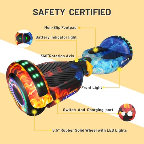 Image of SIMATE Hoverboard, Bluetooth All Terrain Hover Boards with LED Lights and APP Control, Gifts for Kids Adults Girls Boys, for All Ages