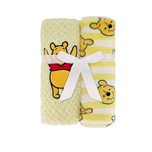 Disney 2-Pack Baby Blanket for Infants and Newborns, Plush Textured Fleece Winnie The Pooh Blanket, Perfect Unisex Gift for Toddlers - image 3